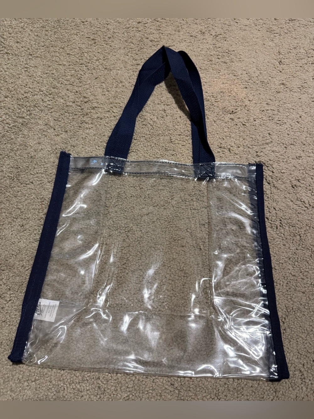 Clear PVC Tote Bag with Navy Trim and Handles